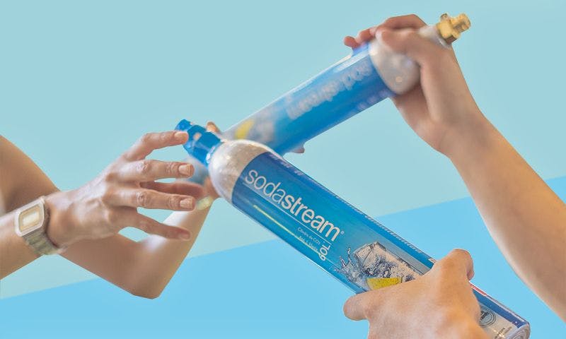 exchange of blue sodastream spare cylinders