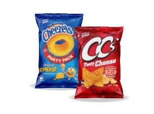 Thins CCs Cheezels one hundred and seventy five to one hundred and ninety gram varieties