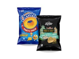 Kettle Ridge Cut CC Cheezels one hundred and sixty five to one huundred and ninety gram varieties