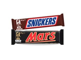 Mars Medium Bar and M and Ms forty four to fifty six gram varieties