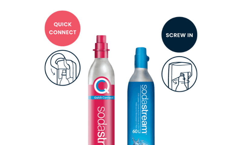 pink and blue sodastream spare cylinders